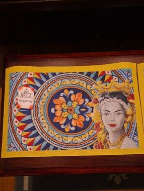 ARCA Italy Tovaglietta Decorative Set of Two Placemats Mediterranean Tile Design